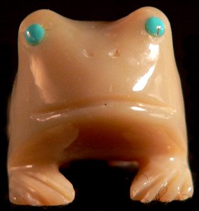 Kared Hustito has  carved this tiny, precious frog of cream colored serpentine and he's under an inch long. |  Price: $39.     | NOW ON SALE $32.  |  CLICK IMAGE for more views & information.