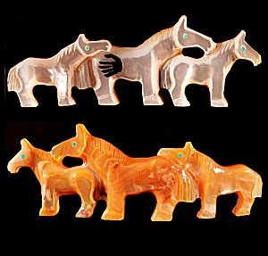  Carol Martinez  | Price $150. | Gold-lipped Mother of Pearl horses |  CLICK IMAGE for more views & information.