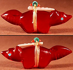 Lena Boone |  Red Slag Glass   |  Fox | Price was:  $54.   | NOW ON SALE $42. |  CLICK IMAGE for more views & information.