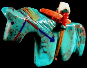  Rodney Laiwakete  | Price $75. | Turquoise | Horse |  CLICK IMAGE for more views & information.