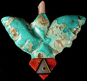 Peter Natachu   | Price $95. |Turquoise inlaid  |Eagle  |  CLICK IMAGE for more views & information.