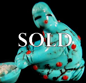  Randy Lucio  | Price $165. |Turquoise  | Corn grinder (3 pieces) |  CLICK IMAGE for more views & information.