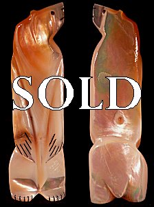 Michael Laweka   | Price $135. | Gold-lipped Mother of Pearl | Standing Bear |  CLICK IMAGE for more views & information.