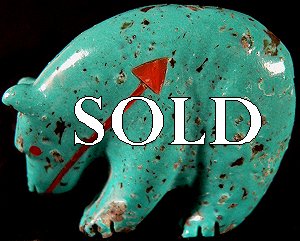 Andres Quandelacy   | Price $135. | Turquoise | Medicine Bear  |  CLICK IMAGE for more views & information.