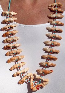 Bernard Homer, Jr., Cameo Shell Badger Fetish Necklace. SALE PRICE $1250. (Was $1500.)