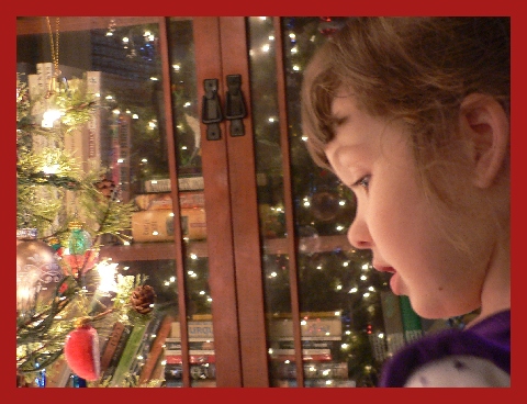 Hannah with the Christmas tree, 2009