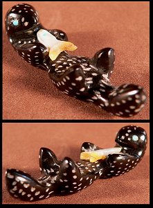  Rosella Shack  | Price $45.  | Black marble  |  Otter with fish |  CLICK IMAGE for more views & information.