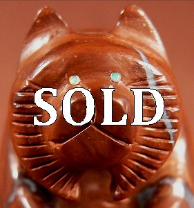 Brion Hattie | Price $225. | Koroit Boulder Opal | Standing Bobcat | CLICK IMAGE for more views & information.