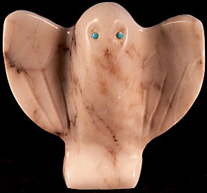 Alvin Calavaza   | Price $75.  | White marble |  Great Snowy Owl |  CLICK IMAGE for more views & information.
