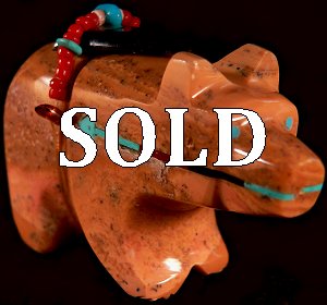Rodney Laiwakete | Price $105. | Dolomite | Bear with double heartline | CLICK IMAGE for more views & information.