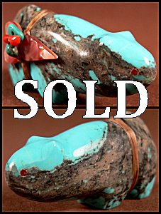 Leland Boone |  Price $60.   |  Turquoise  | Old Style Mountain Lion |  CLICK IMAGE for more views & information.