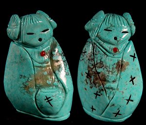 Faye Quandelacy | Turquoise | Double Hopi Maiden | Price $225.   |  CLICK IMAGE for more views & information.