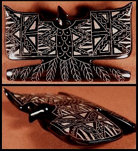 Curtis Garcia | Black Marble  | Sgraffito eagle | Price: $165. |CLICK  IMAGE for more views & information.