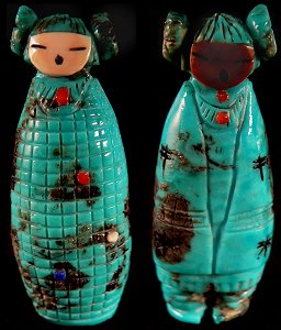 Faye Quandelacy | Turquoise | Double maidens | Price: $150. | CLICK  IMAGE for more views & information.