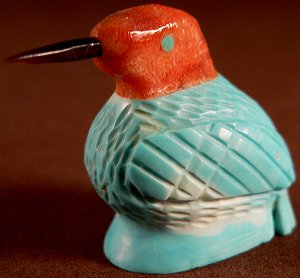 Edison Bobelu | Turquoise & Coral | Hummingbird | Price: $42. |CLICK  IMAGE for more views & information.