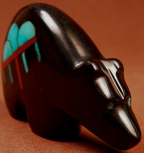 Emery Boone | Jet & Turquoise | Inlaid Bear | Price: $65 |CLICK  IMAGE for more views & information.