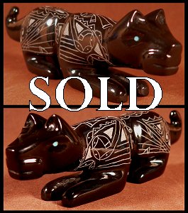 Curtis Garcia | Mountain Lion | Black marble, sgraffito | Price: $135. |CLICK IMAGE for more views & information.