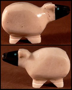Tim Lementino |White marble & Jet  |Sheep  |Price:  $48  | CLICK  IMAGE for more views & information.