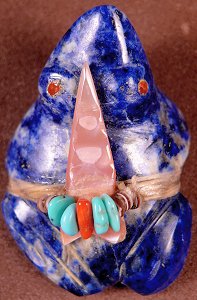 Lena Boone | Afghan Lapis  | Frog | Price: $65. + 8.50 domestic shipping | CLICK  IMAGE for more views & information.