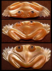 Ricky Laahty | Gold lipped Mother-of-Pearl | Frog | Price: $90. |CLICK  IMAGE for more views & information.