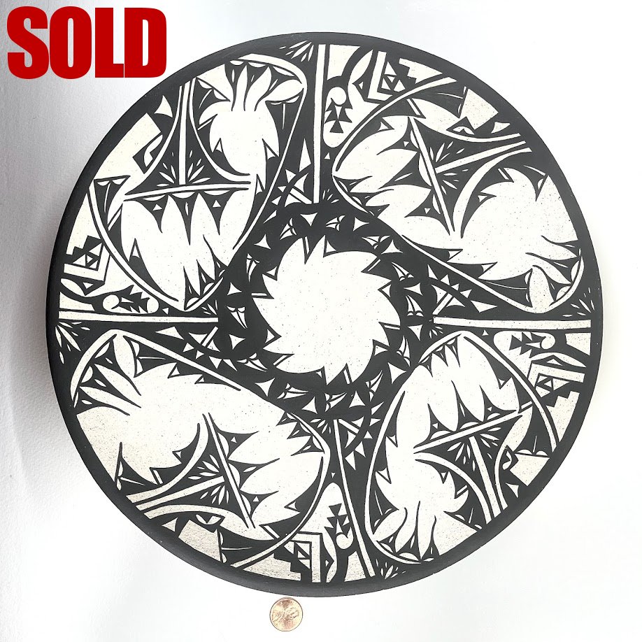 Kent Banteah | Zuni Pottery |Large, shallow bowl
| Price: $350.  +   shipping, depending on your location | Texas sales tax applies to Texas Residents! | 
CLICK  IMAGE for more views & information. | Authentic Zuni fetishes direct from Zuni Pueblo to YOU 
from Zunispirits.com!