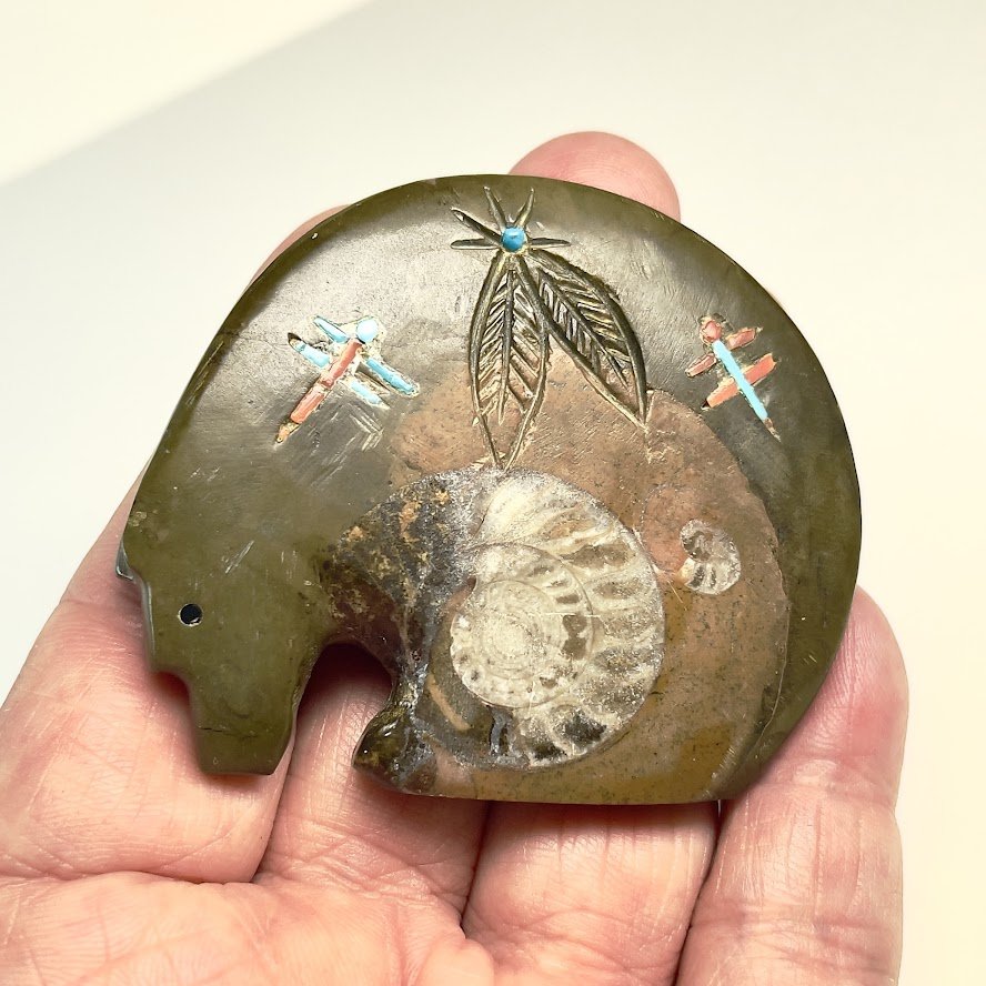 Rhoda Quam (d.)::  Fossil Marble Inlaid Medicine Bear